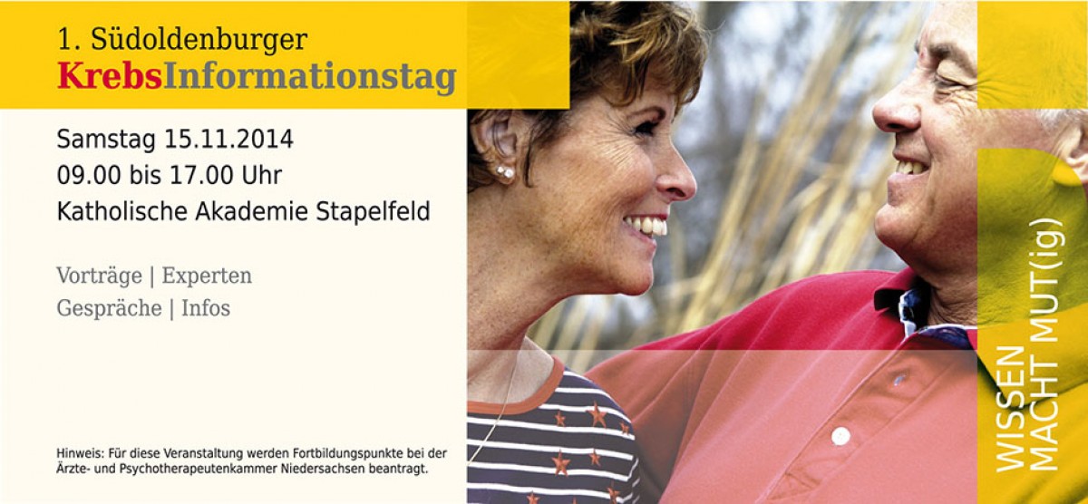 1. Südoldenburger Krebsinformationstag am 15.11.2014 von 9:00 bis 17:00 Uhr 